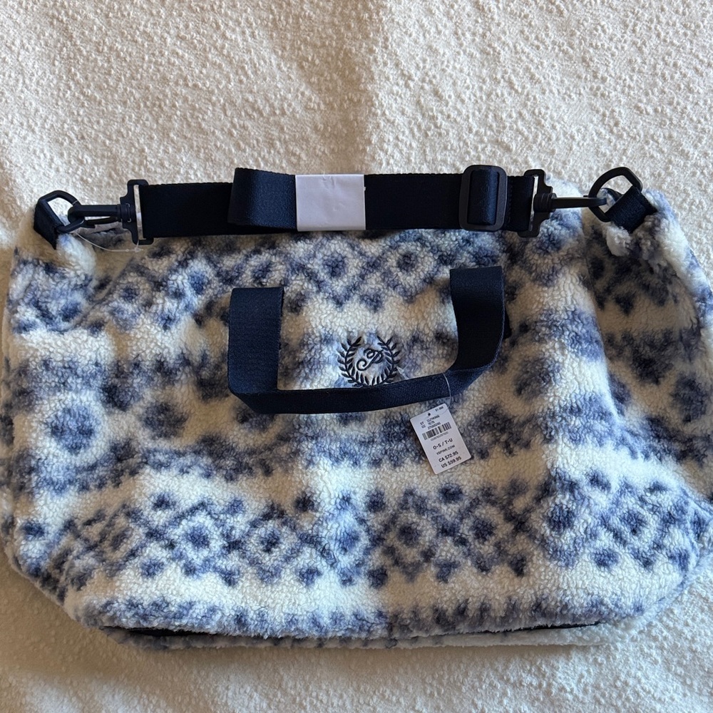 PINK Victoria's Secret Blue and White Sherpa Tote Bag